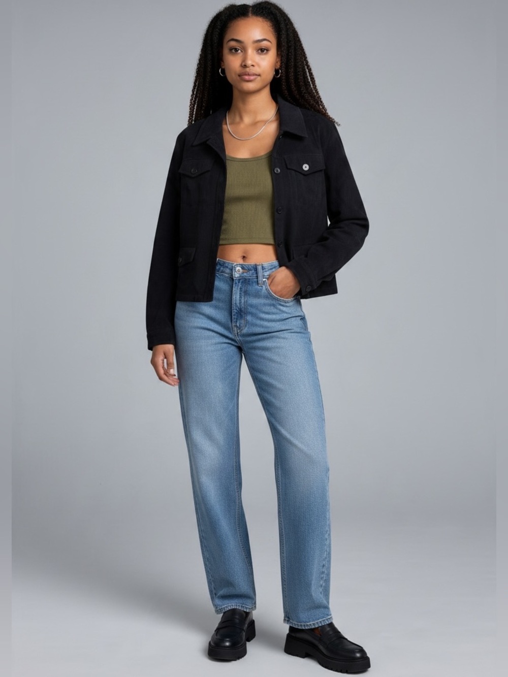 Harold's Black Button-Front Jean Jacket